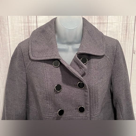 Style & Co Gray Double-Breasted Pea Coat with Notched Lapel/size SP - Picture 8 of 8